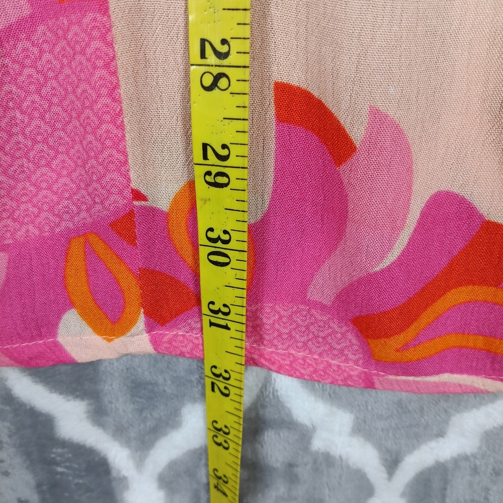 Gold & Silver Paris Top Womens OS Pink Orange Floral Oversized Resort Dress - Picture 7 of 10
